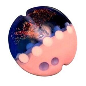 Handmade Pink Blue White Lampwork Glass Focal Bead - New